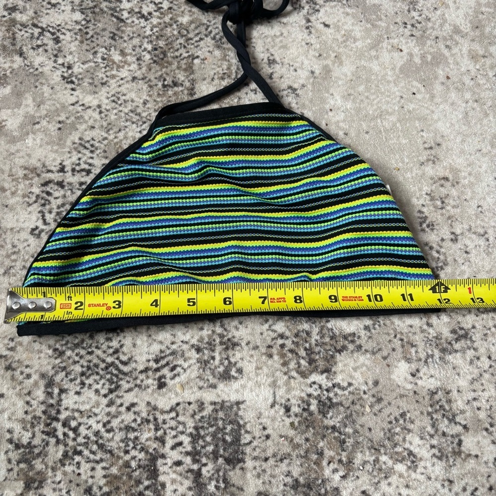 Sunset Beach Two Piece Multicolor Swimsuit Set with Striped Design Size Small - Picture 6 of 12